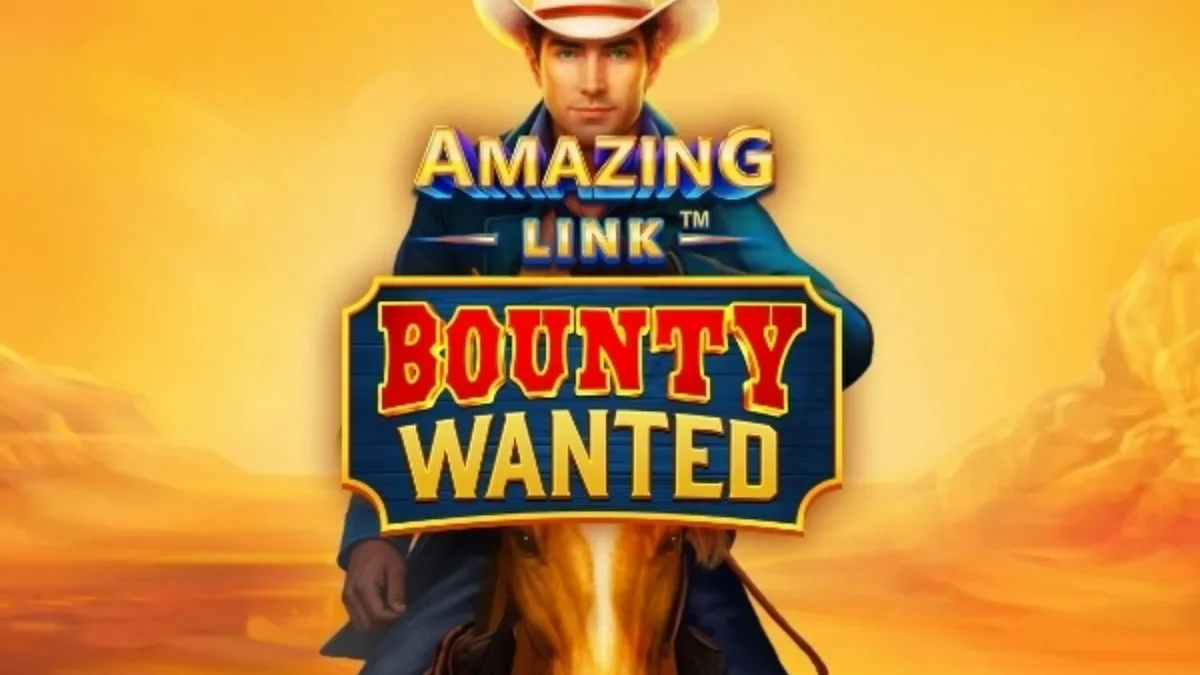 Amazing Link Bounty Wanted slot game interface featuring desert theme and cowboy elements
