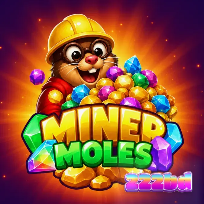 Miner Moles স্লট গেমের গ্রিড এবং খনি শ্রমিকদের থিমযুক্ত ইন্টারফেস